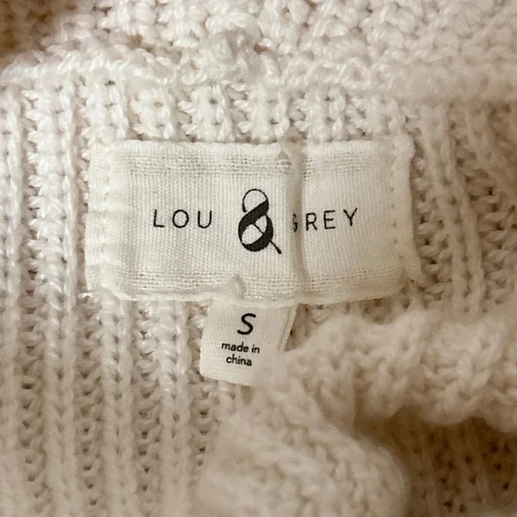 Lou Grey Loft Cream Knit Cowl Neck Sleeveless Tunic Vest Rich Sweater Size S - Picture 3 of 9